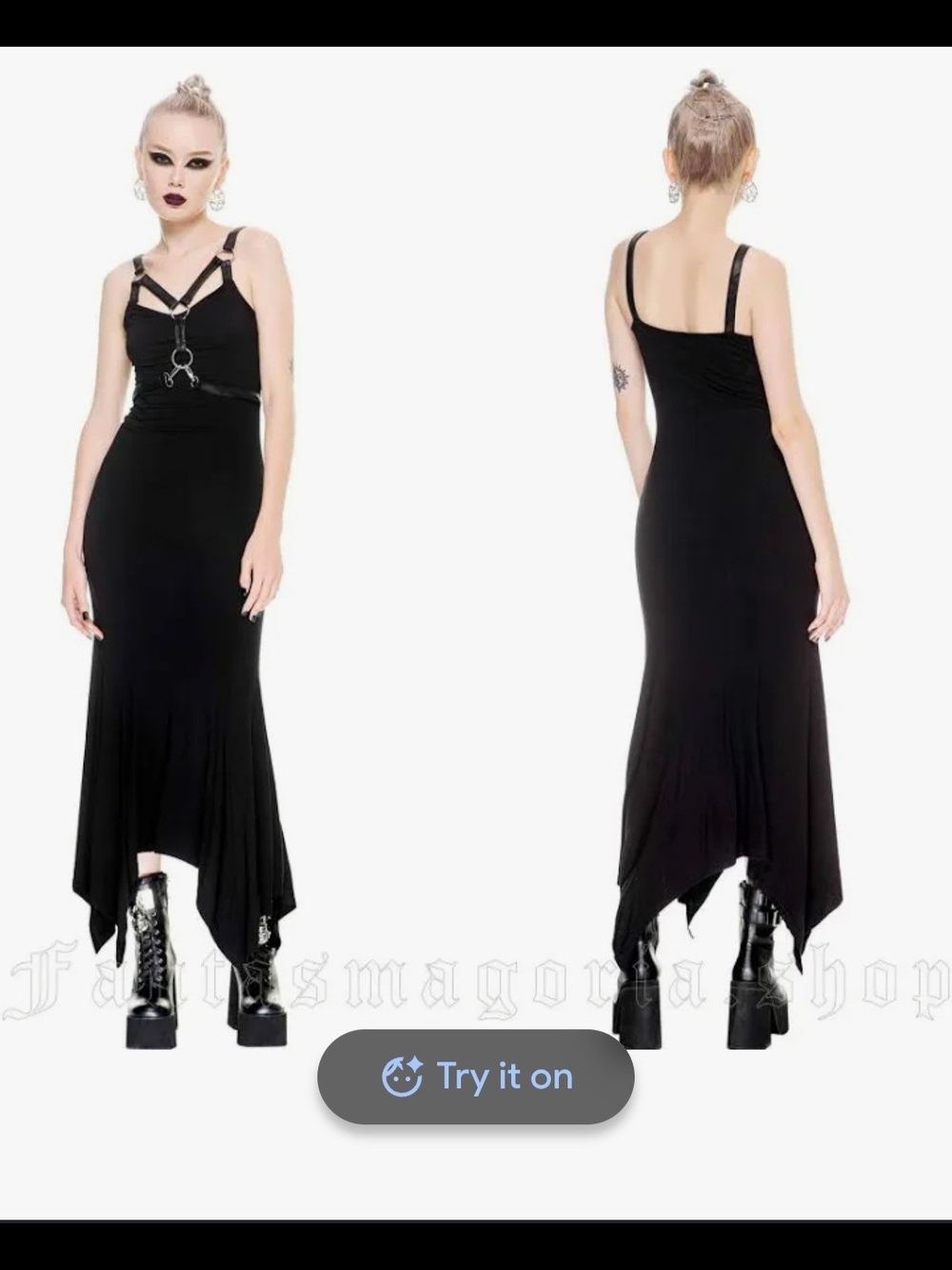 Killstar Black Maxi Dress with O-Ring Harness Detail - Picture 15 of 16